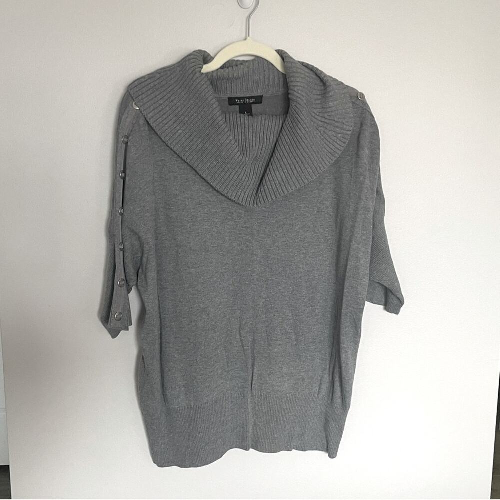 White House Black Market Turtleneck Sweater Women’s Large Grey Short Sleeved